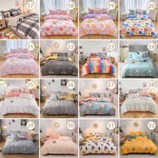 4PC Floral Cotton Duvet Cover Set Bedding Double King Pillowcase W/ Fitted Sheet