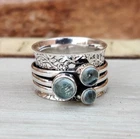 Aquamarine 925 Sterling Silver Band & Spinner Ring Handmade Ring All size-b-100