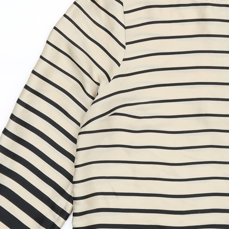 Womens Gold Striped Polyester Blend Basic Blouse … - image 8