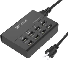 8 Port Usb Charging Station Multiport Hub Fast Charger For Devices Black