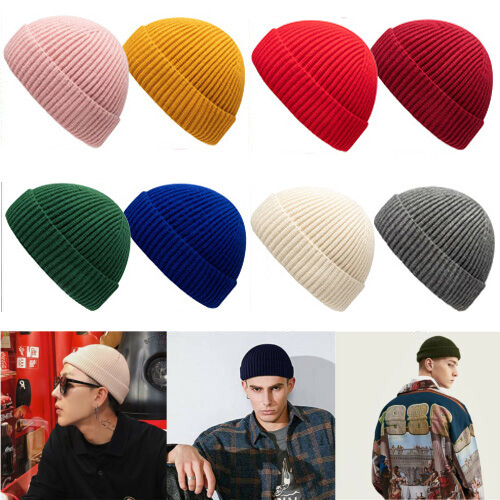 Short Cuff Knitted Hat Skull Watch Cap 