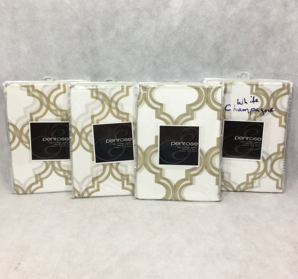 Penrose Burnout Blanco Champagne Juego de 4 Cañas Panel de Bolsillo 55" x 84" Softline Lote Foto 3 de 4