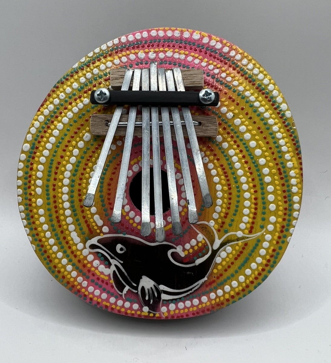 Tobias Mulata Bamba Kerê Painted Coconut Mbira Kalimba Thumb Piano, Beginner African