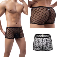 Men's Underwear Sexy Lace Boxers Briefs Shorts See-Through Lingerie Underpants