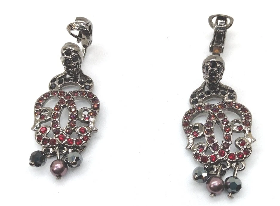 Impresionantes pendientes colgantes de cristal rojo rubí y negro Swarovski con clip colgante ¡GUAU! Foto 3 de 3