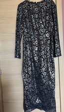 Chanel blue metallic lace long dress 42