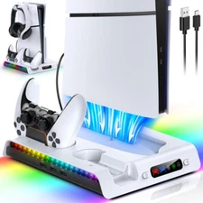 Charging Stand with Cooling Fan Only for PS5 Slim Console, Dual Controller Charg
