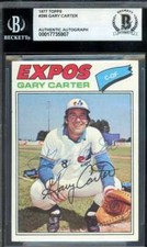 Gary Carter Beckett BAS Vintage Signed 1977 Topps Autograph