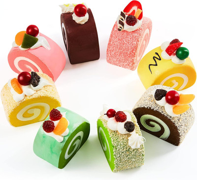 8 Pieces Realistic Artificial Simulation Cake Dessert Mixed Fake Cake Food Model