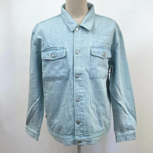 Obey Men's Denim Jacket Simon Light Indigo Size XXL NWT Shepard Fairey - product listing photo