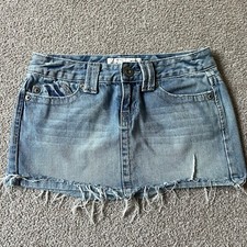 Vintage Y2K Aeropostale Distressed Micro Mini Denim Jean Skirt Junior 1/2