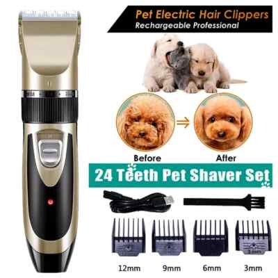 Dog Cat Pet Electric Hair Clipper Trimmer Grooming Kit Rechargeable  Cordless