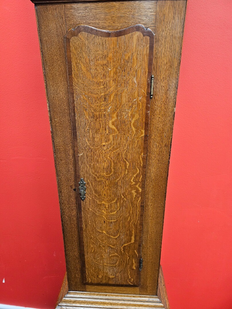 Vintage Oak Longcase Brass Face Grandfather Clock (Spares/Repairs Only