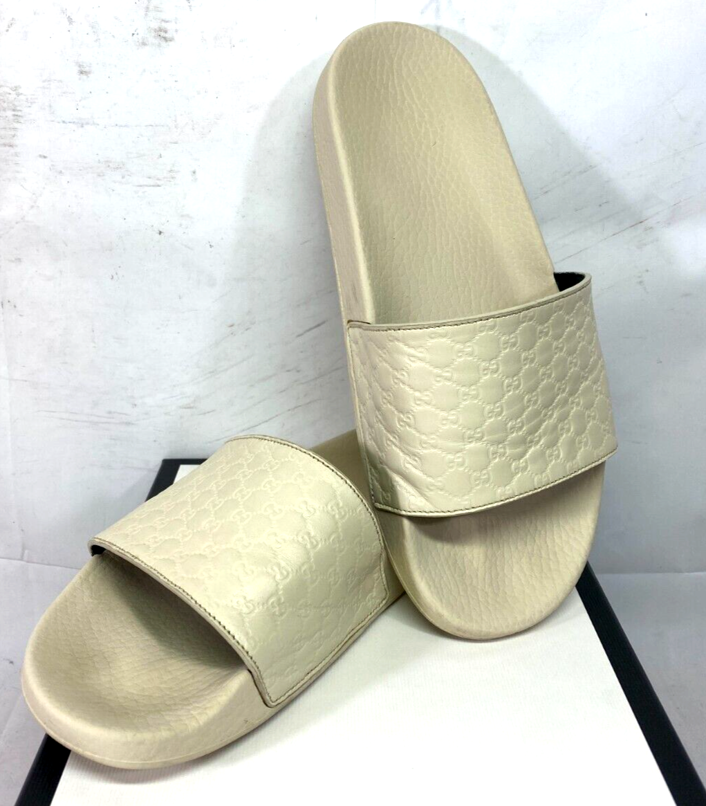 Gucci Microguccissima Soft Ivoire Men's Sandals 567115 - Size US