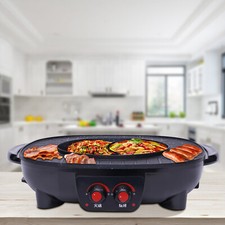 2-in-1 Hot Pot BBQ Elektro Hotpot Ofen Rauchfreie Grillpfanne Grillmaschine