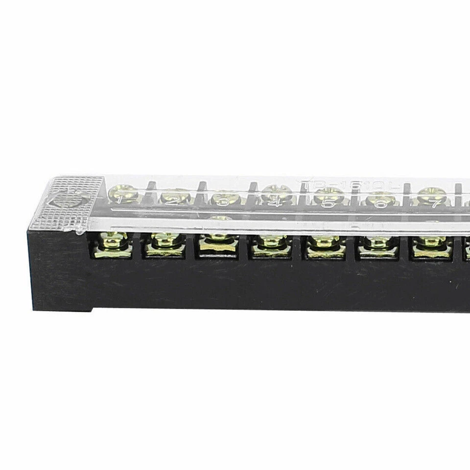 Wire Barrier Dual Row Screw Terminal Panel TB-1510L 2X Block 10Position 600V 15A - Image 4 of 4
