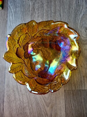 Vintage Indiana Glas Loganberry irisierend Bernstein Karneval Glasschale