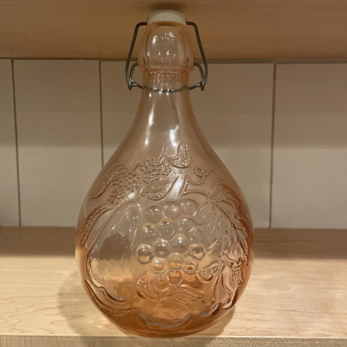 Vintage Casadis Milano Jus De Fruits Pink Glass Bottle Jug Hinged Lid  Stopper | eBay