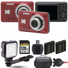 Kodak PIXPRO FZ55 Digital Camera Red  Extra Battery LED - 128GB Kit