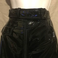 W by Worth Black Patent Zipper Belted Pencil Skirt NWT Ladies Size 2