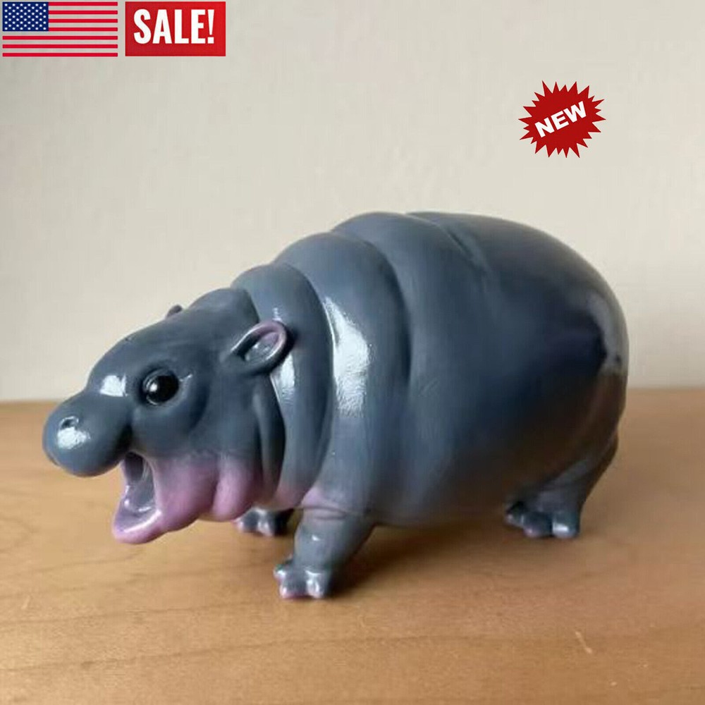 Moo Deng Toy | Moo Deng Hippo,Bouncy Pork Pygmy Hippo Statue Resin Figurines NEW