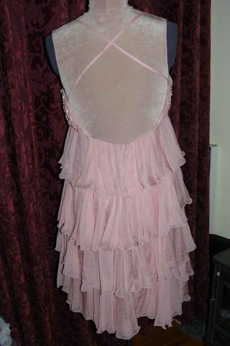 alberto makali pink dress Alberto Makali Boat Neck Gathered 3/4 Sleeve Column Zipper Back Slit Back Scuba Dress