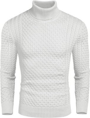 COOFANDY Men's Slim Fit Turtleneck Sweater Casual Knitted Twisted Pullover Solid