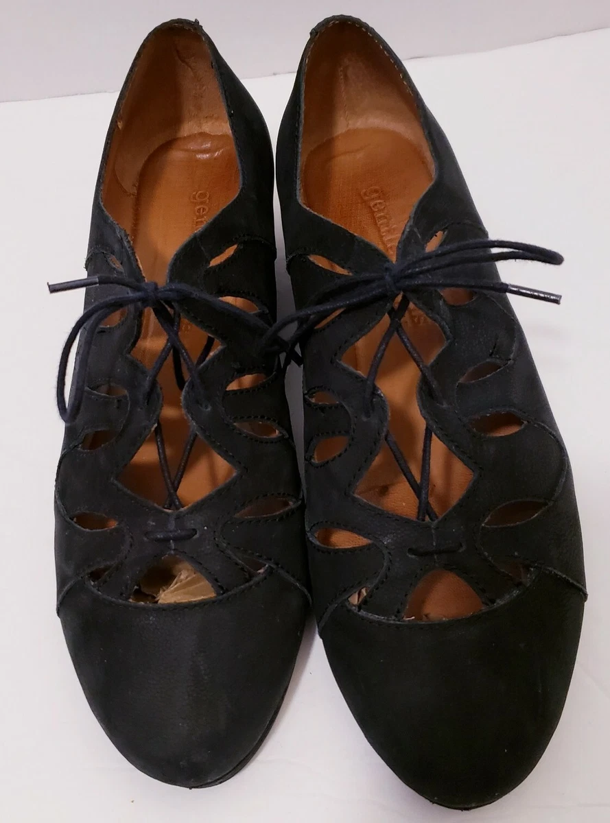 Gentle Souls Kenneth Cole Women Shoes 9M Black NYE Leather Lace Up