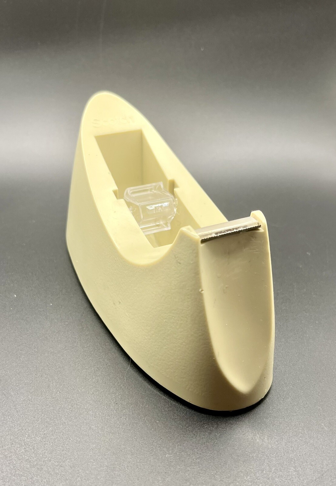 Vintage Tape Dispenser Scotch Model C15 Light Pale Tan/Yellow Weighted W/Spool-image