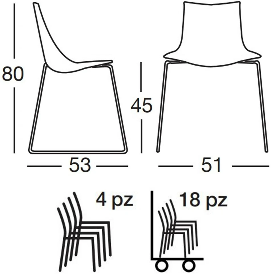 SEDIA POLICARBONATO SCAB DESIGN ZEBRA ANTISHOCK SLITTA CASA RISTORANTI UFFICIO - Immagine 2 di 4