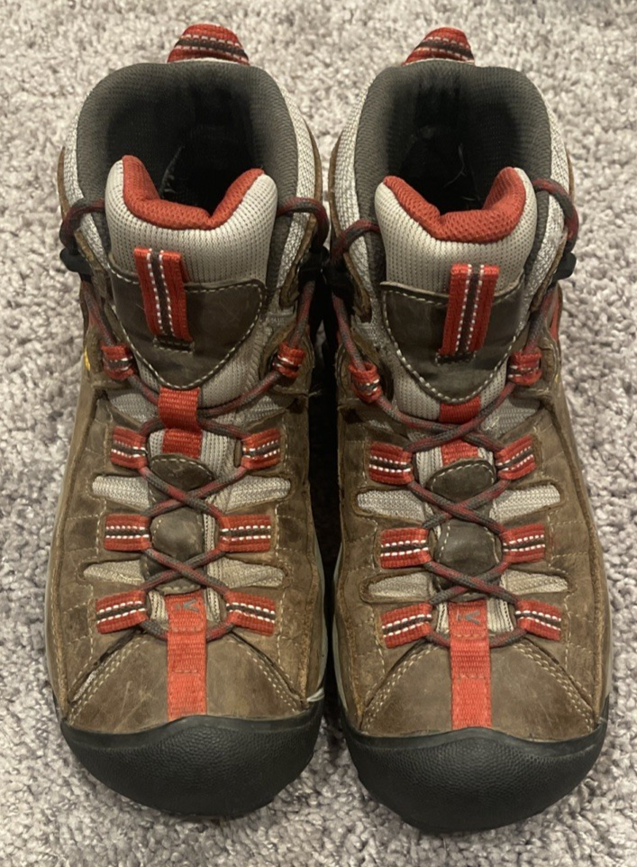 Stivali da trekking impermeabili Keen Targhee 2 Mid da donna in pelle marrone a rete taglia 8