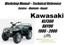 Kawasaki KLF300 BAYOU Service Repair Workshop Manual USB 1986 - 2006