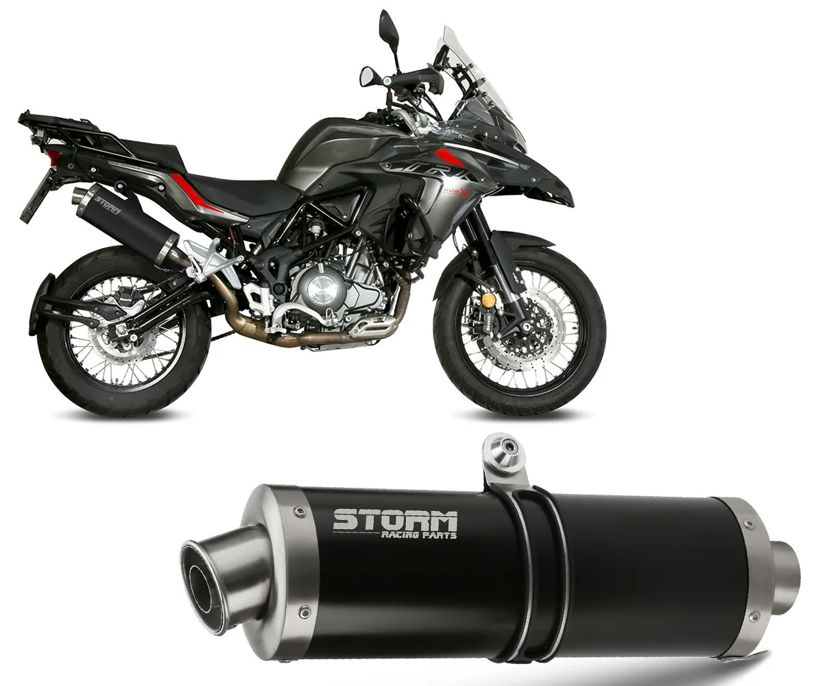 Exhaust Storm by Mivv Oval Black inox for Benelli TRK 502 X 2018 > 2026