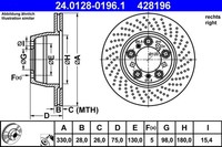 1X Bremsscheibe ATE 24.0128-0196.1 FüR Porsche 996 911 991 997 Targa Speedster