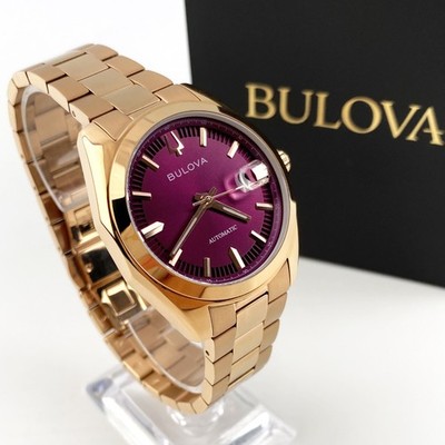 Bulova Surveyor Purple Dial Stainless Steel Automatic Men's Watch 97B234