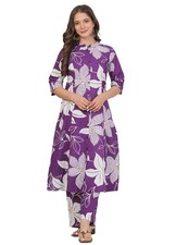 Women's Cotton A-Line Kurta Set with Palazzo Pants