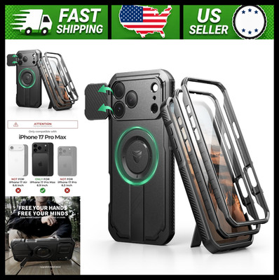 Dexnor iPhone 17 Pro Max Case with Screen Protector, MagSafe, Black