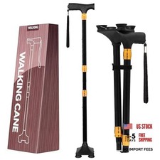 Walking Cane for Women for Stability Seniors Balance Folding Foldable Black