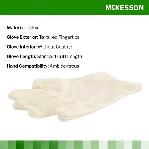 McKesson Confiderm Latex Exam Glove Standard Cuff Length LARGE 100 per Box - Picture 6 of 9
