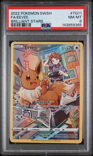 2022 POKEMON SWORD & SHIELD BRILLIANT STARS #TG11 FULL ART/EEVEE PSA 8