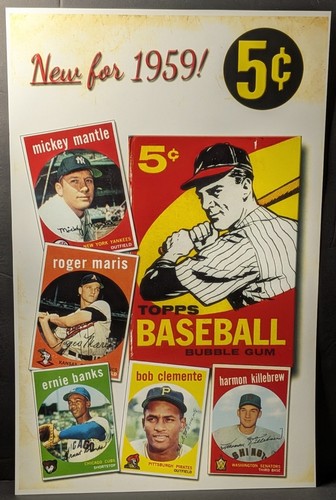 1959 Topps Baseball Card Repro Window Advertising 11"x17"