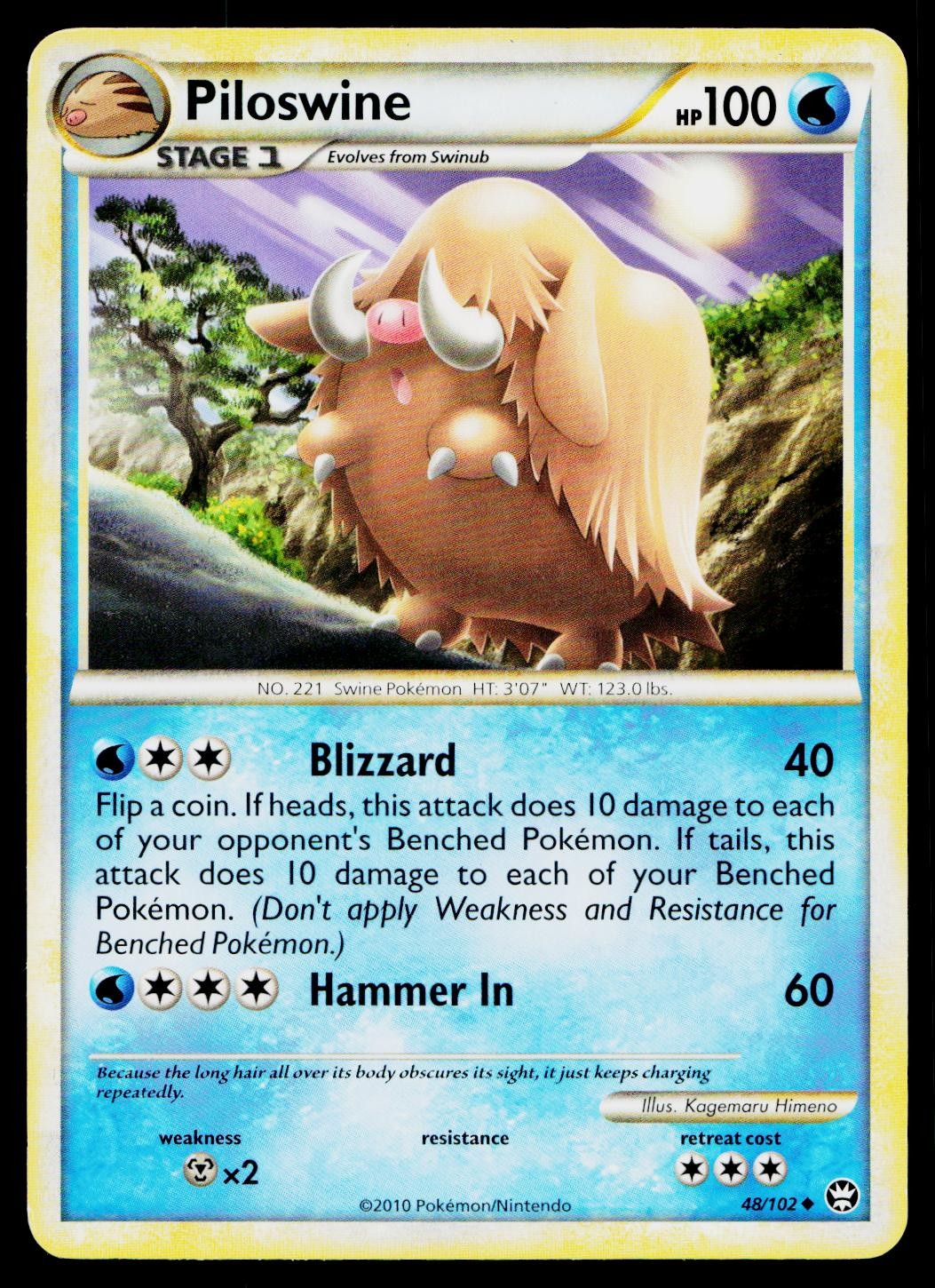 Piloswine 48/102 Uncommon HGSS Triumphant Pokemon Lightly Played