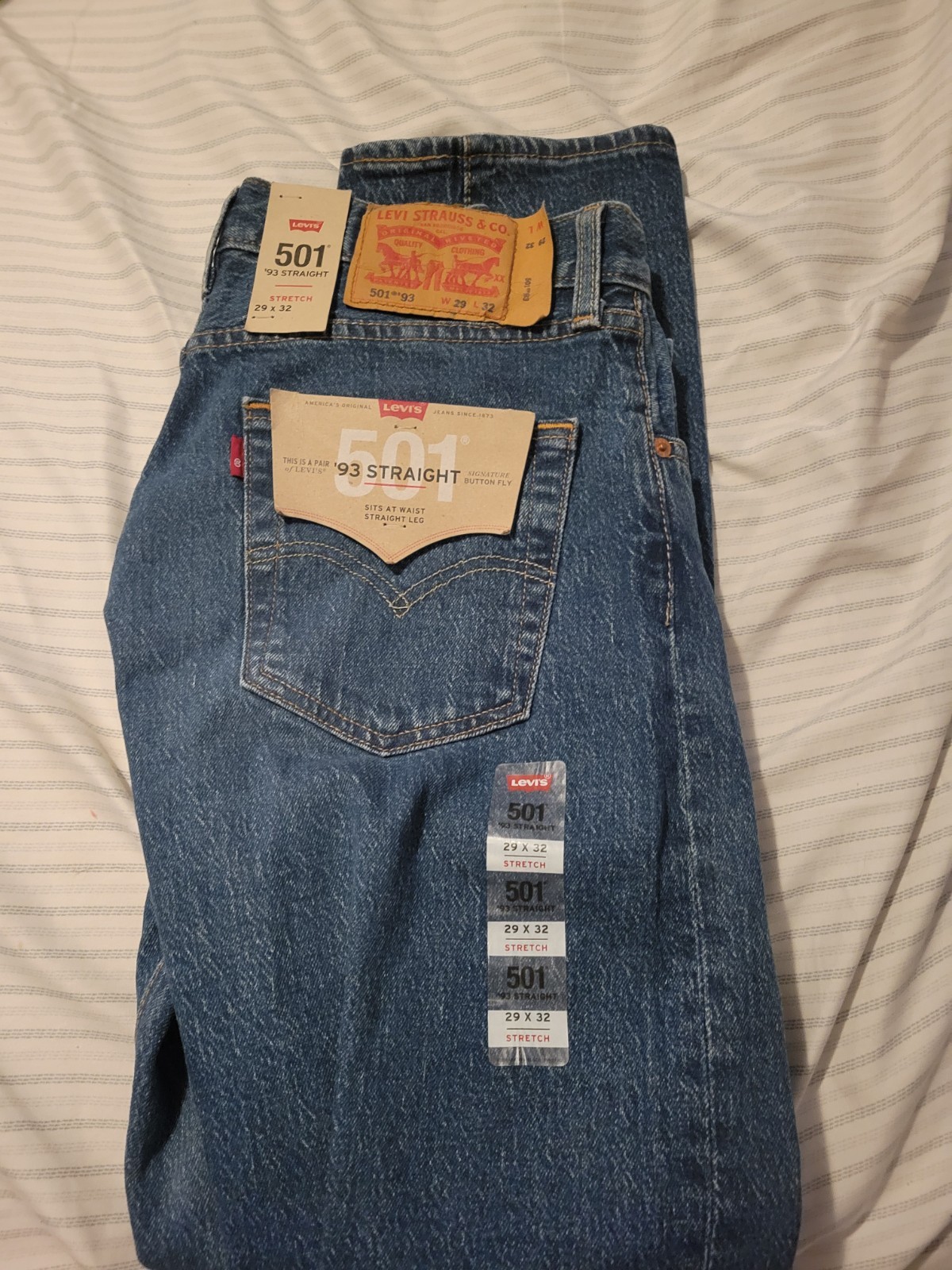 LEVI'S 501 MEN'S ORIGINAL FIT STRAIGHT LEG JEANS BUTTON FLY 501-0193 ...