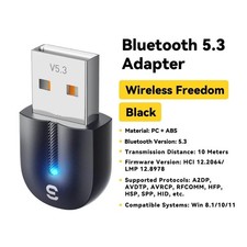 USB Bluetooth 5.3 Adapter Aux Audio Receiver Transmitter For PC Speaker Laptop
