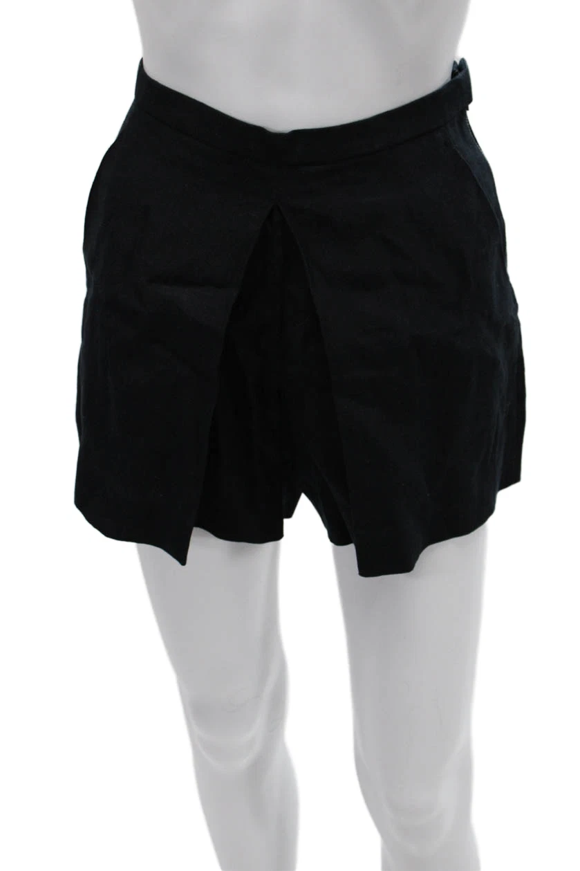 J Crew Women Classic Black Linen Shorts Hook Eye Size 0