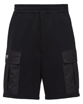 Prada Re-Nylon Triangle Logo Side Pockets Cargo Bermuda Shorts