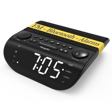 FM Radio with Bluetooth 5.3, Dual Alarm Clock for Bedrooms, 90dB Loud Alarm f...