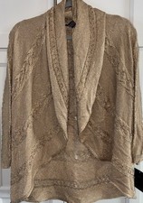 Image of Alfani Gold Metallic Shimmer Cardigan / Sweater w/ 3/4 Sleeves Size XS NWT