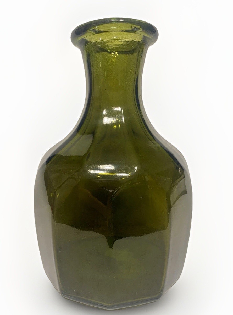 VTG Large Green Flashed Glass Bottle  12in X 8in Thick 6lbs 