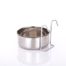 Stainless Steel Feeding Feeder Food Water Bowl with Hook For Bird Parrot Cage